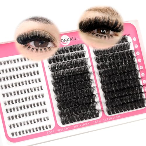 MOONKALI D Curl Lash Clusters 12-18MM with Lower Lashes 80D 100D