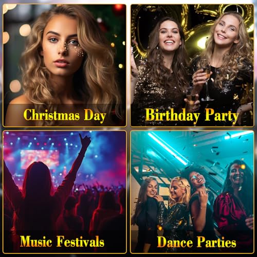 Gold Glitter Freckle Face Tattoos, 10 Sheet Sparkle Patches