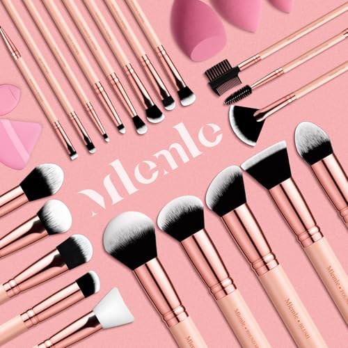 Mlemle 21-Piece Makeup Brush Set with Sponges & Powder Puff