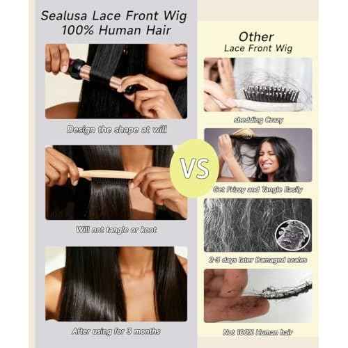 Sealusa 30 Inch 13x6 Lace Front Wigs Human Hair Real 100% Virgin Hair Can Last 6-9 Months Life Straight Human Hair Wig 200% Density Soft Silky Smooth HD Lace Frontal Wigs Tangle-Free Natural Black