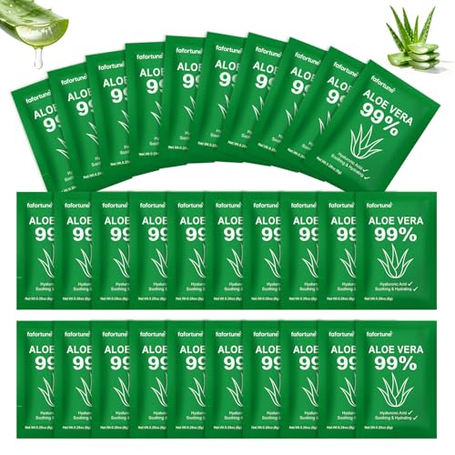 Fafortune 100 Pack Travel Size Aloe Vera Gel 99% Pure Organic, 0.28oz Individually Wrapped