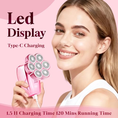 Electric Razor for Women - IPX7 Waterproof, 120 Min Runtime, USB-C Charging
