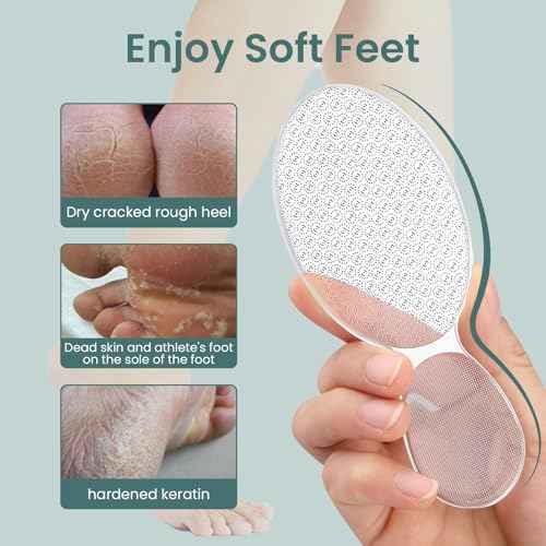 Glass Foot File 8-Shaped Rough and Smooth Sides Callus Remover Feet Heel Scrubber Dead Skin Scraper Pumice Stone Professional Pedicure Tools for Women and Men