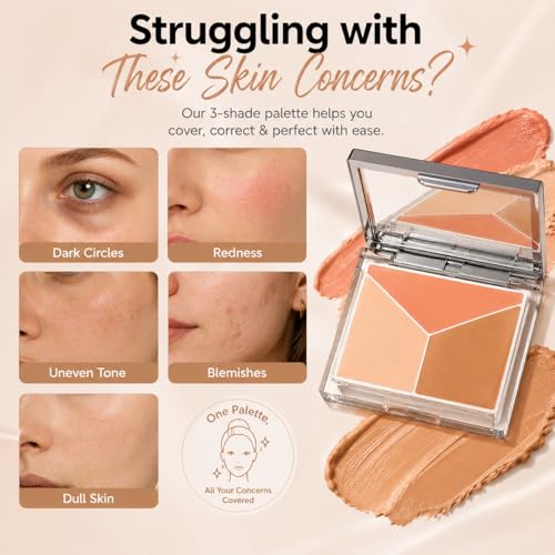 3-Color Concealer Palette with Caffeine & Almond Oil