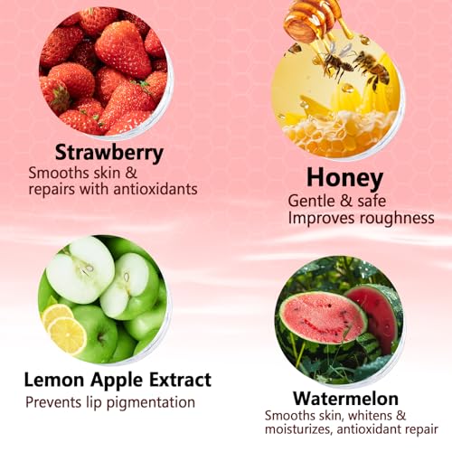 Bee Lip Balm Honey Pot, 4pcs Propolis Lip Mask Overnight Moisturizing Fruity Lip Balm with Stick, Hydrating Prevention Dry and Cracked Lip Scrubs Exfoliator Lip Care (Four flavors)