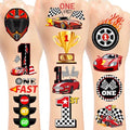 Fast One Temporary Tattoos Stickers, Race Car 1st Birthday Party Favors Decorations Supplies Gifts for Boys Girls Classroom Rewards