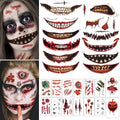 WdrKo 26 pcs Halloween Prank Makeup Temporary Tattoos Set for Adults - Horror Face & Wound Stickers for Cosplay & Parties