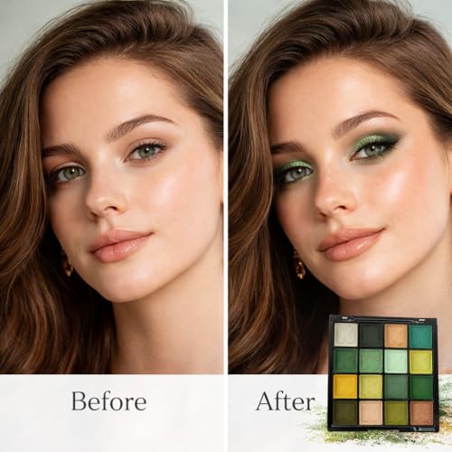 K'APEINE Green Eyeshadow Palette - 16 Matte & Shimmer Shades