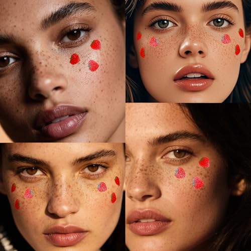 Boko Strawberry Speckles Temporary Tattoos, 6-Pack Waterproof Face Makeup