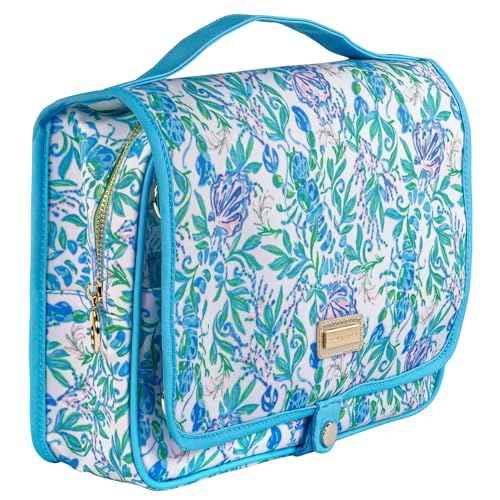Lilly Pulitzer Travel Toiletry Bag with Handle, Pockets, and Zipper, Hanging Travel Organizer for Makeup and Toiletries, Just a Pinch