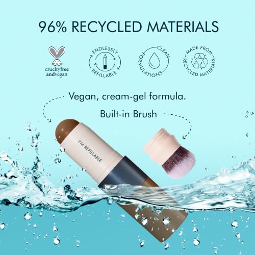 trestique Bronzer Stick, Refillable Contour Stick With Built-In Blending Brush, Sustainable Contour Makeup, Clean Beauty Cream Bronzer