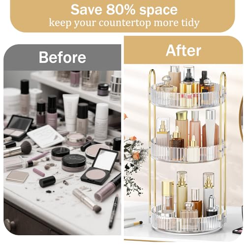 MOKANI 360° Rotating Makeup Organizer 3-Tier Cosmetics Storage