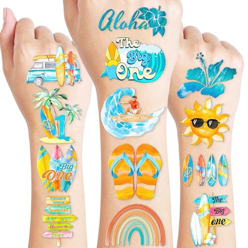 96-Piece Surf Temporary Tattoos Stickers - 1st Birthday Party Favors