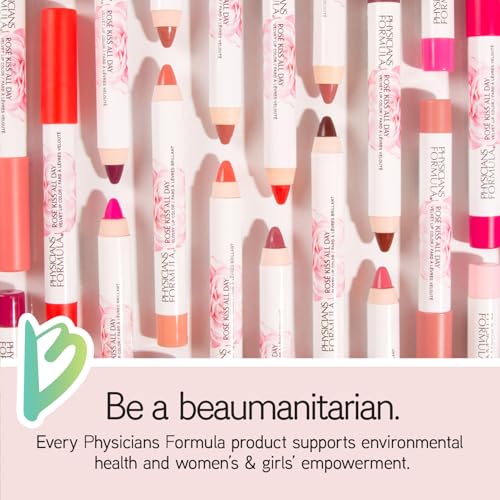 Physicians Formula Ros? Kiss All Day Glossy Lipstick Lip Color Makeup, Love Letters, | Dermatologist Tested, Clinicially Tested