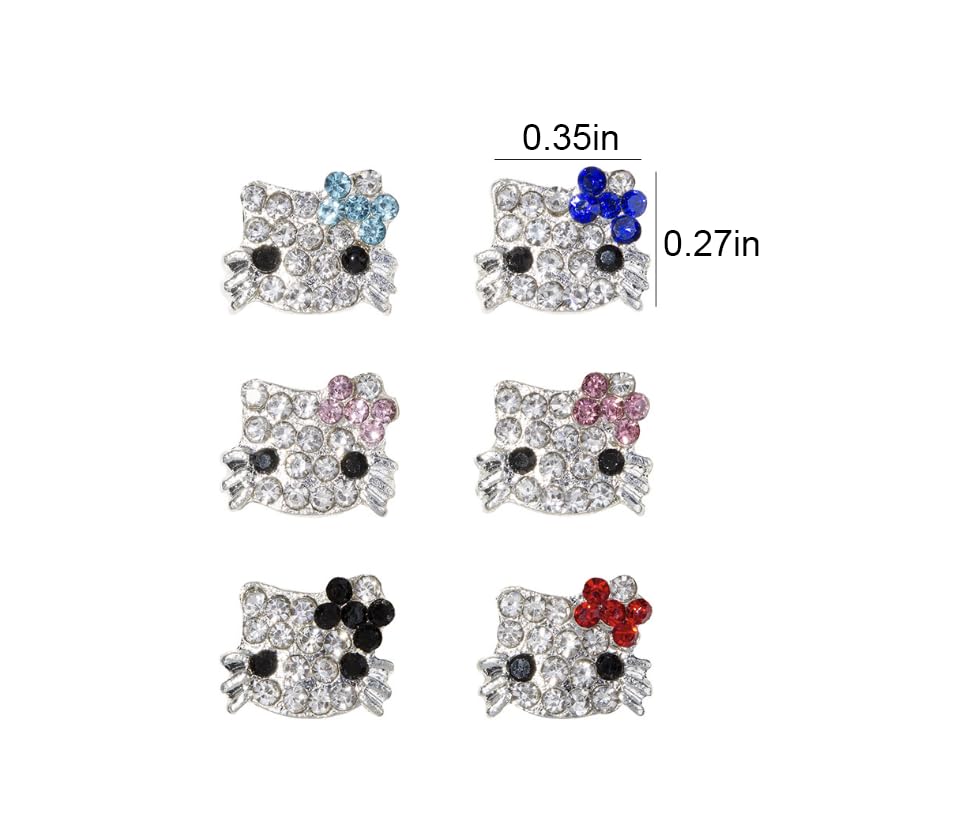 𝟮𝟰𝗣𝗰𝘀 KurKur Nail Charms for Acrylic Nails 3D Silver Kawaii Cute Cartoon Anime Charms for Nail Art Alloy Nail Gems and Rhinestones Crystals Nail Accessories for Women DIY Design Cat Nail Supplie