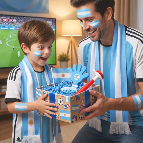 Argentina Soccer Fan Party Supplies Set with Flag, Horn, Scarf & Clapper