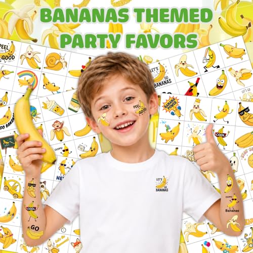 Banana Temporary Tattoos 96pc Set - Kids Party Favors