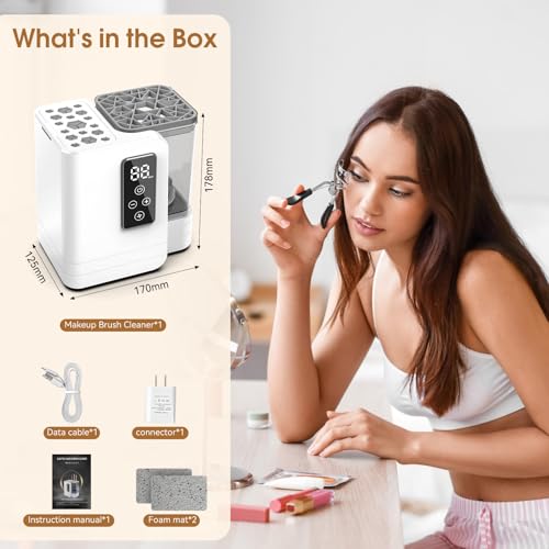 OctHope 5-in-1 Electric Makeup Brush Cleaner & Dryer Machine, USB Portable Deep Cleaning & Drying for All Brush Sizes