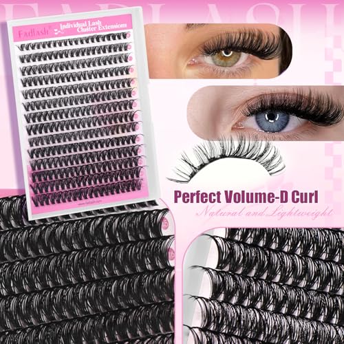 FADLASH DIY Lash Clusters - 280PCS D Curl Wispy Extensions 8-16mm