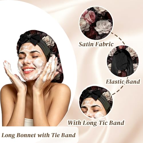 Adjustable Double Layer Satin Hair Bonnet for Long Hair