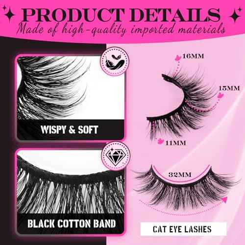 Veleash Natural Lashes Cat Eye Lash Eyelashes Natural Look Soft Strip Lashes Faux Mink Eyelashes Look Like Lash Extensions Effect C Curl Manga Eyelash Fluffy Short Eye 14 Pairs Pack (Pixie)