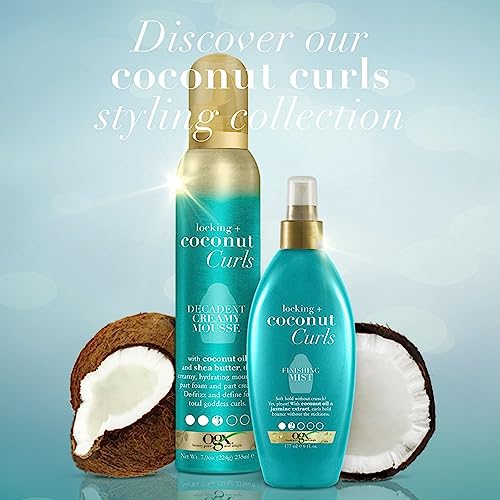 OGX Coconut Curls Decadent Creamy Mousse - Hydrating Hair Styling Foam, 7.9 oz
