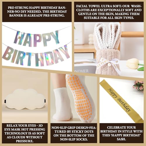 Birthday Gifts for Women, Birthday Spa Gift Basket for Women & Men, Luxury Birthday Spa Gift Box, Rich Bath Essentials, Butter, Candle, happy birthday gifts box for women bath and body care