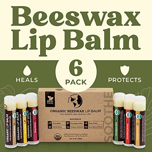 Earth's Daughter Organic Lip Balm 6-Pack - USDA Certified