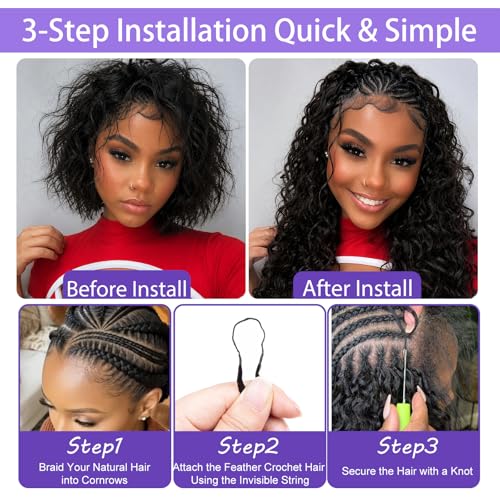 NIYALAA 18 Inch Miracle Knots Crochet Human Hair for Black Women, 613#