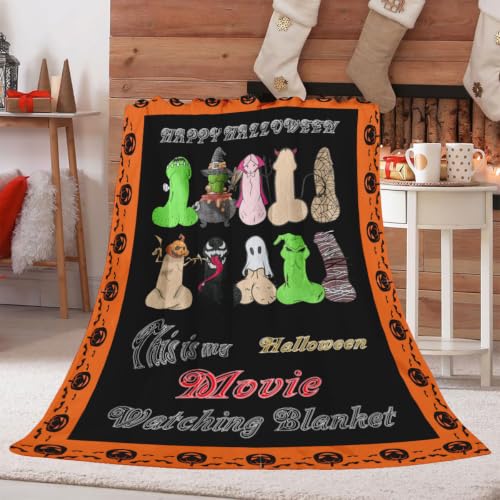 Halloween Movie Watching Throw Blanket - 300GSM Cozy Decor
