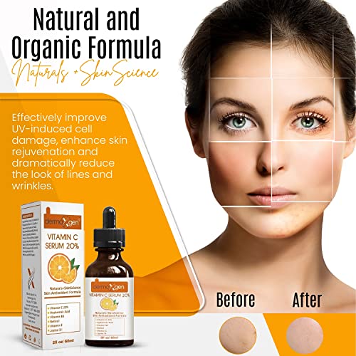 Organic 20% Vitamin C Serum for Face ? Natural Anti-Wrinkle Serum with Hyaluronic Acid & Vitamin E ? Anti-Aging Moisturizer for Fine Lines, Dark Spots & Hyperpigmentation ? 2 Fl oz