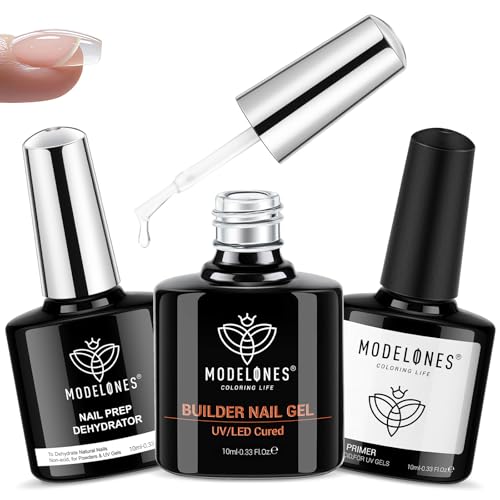 Modelones Nail Builder Gel Set - Dehydrator, Primer & Clear Gel
