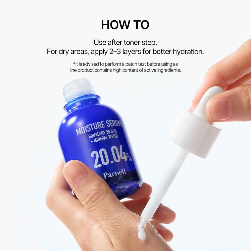 Parnell Squalane 20.04% Serum, Deep Hydrating Face Moisturizer, Mineral Water Barrier Serum for Dry & Sensitive Skin (1.01 fl.oz)