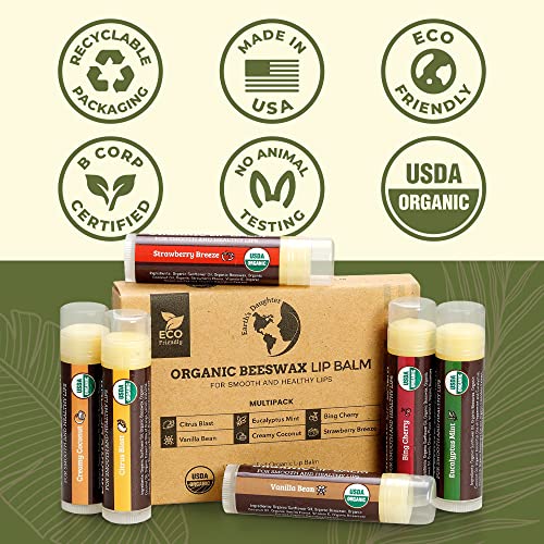 Earth's Daughter Organic Lip Balm 6-Pack - USDA Certified