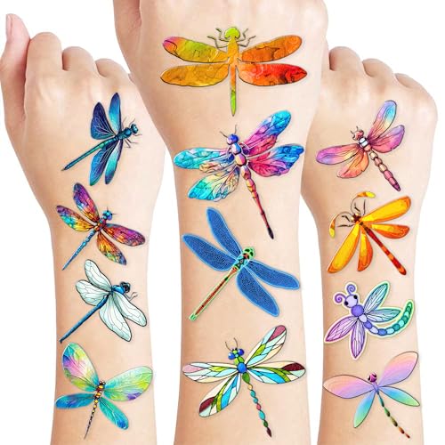 Cute Dragonfly Temporary Tattoos Dragonfly Birthday Party Decorations Favors Supplies Themed Stickers 10 Sheets 100 PCS Gifts for Baby Kids Girls Boys Decor Class School Carnival Christmas