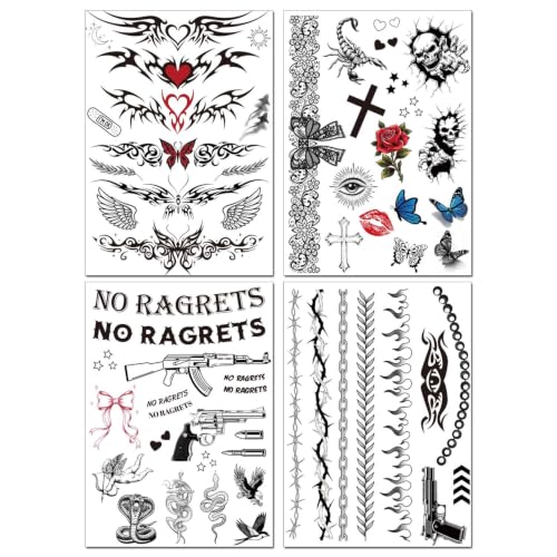 Barbed Wire Temporary Tattoos - 4 Sheet Halloween Costume Set