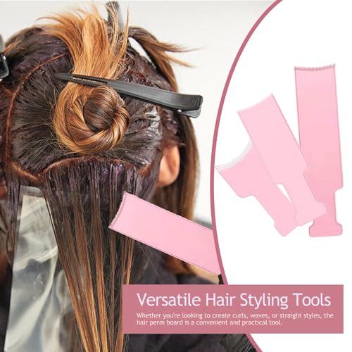 Pink Balayage Hair Coloring Board Set with Teeth - 3 Pcs Highlighting Comb Kit