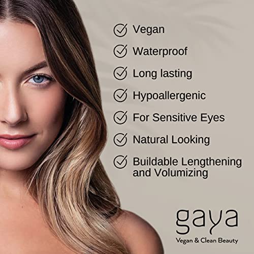 Vegan Black & brown & Blue Mascara for Sensitive Eyes, Natural Hypoallergenic mascara, Natural Looking, Cruelty Free, Ophthalmologist Tested- By Gaya cosmetics