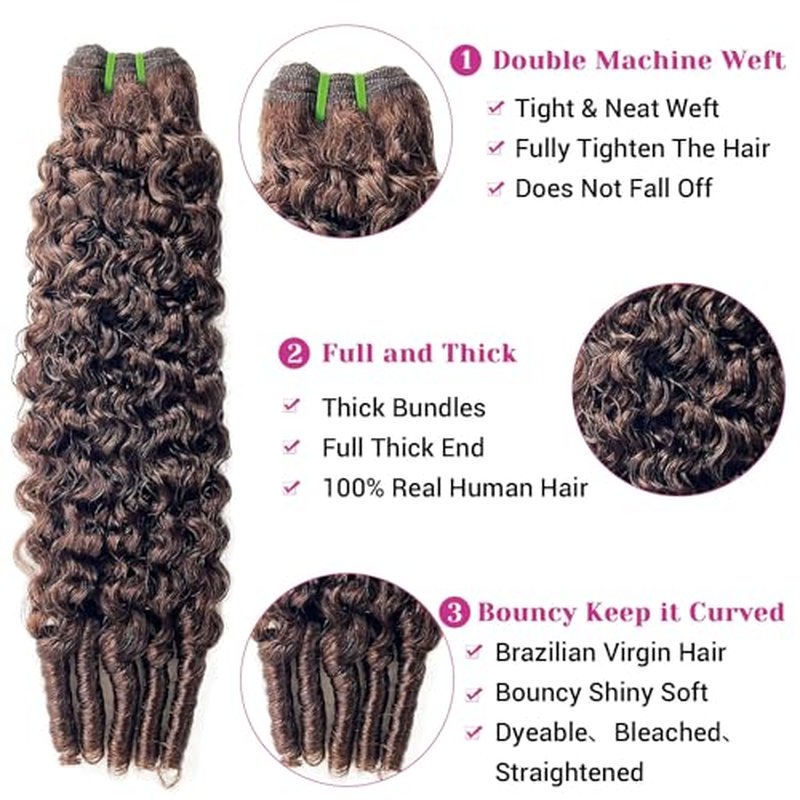 Chocolate Brown 3C4A Burmese Curly Hair Bundles - 20, 22, 24 Inch