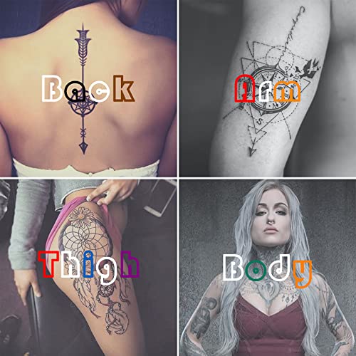 Black Temporary Tattoo Ink & Stencil Kit - 4 Pack with 103 Stencils