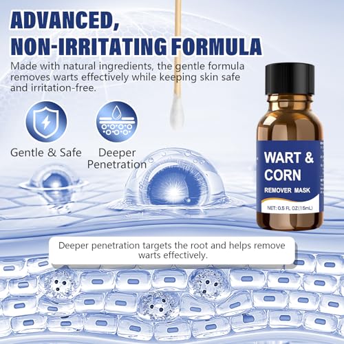 Mitreal Wart Remover Liquid with Salicylic Acid - Fast Acting for Warts, Corns & Calluses - 15ml