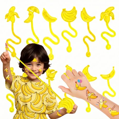 48Pc Banana Party Favors Set - Sticky Hands & Tattoos