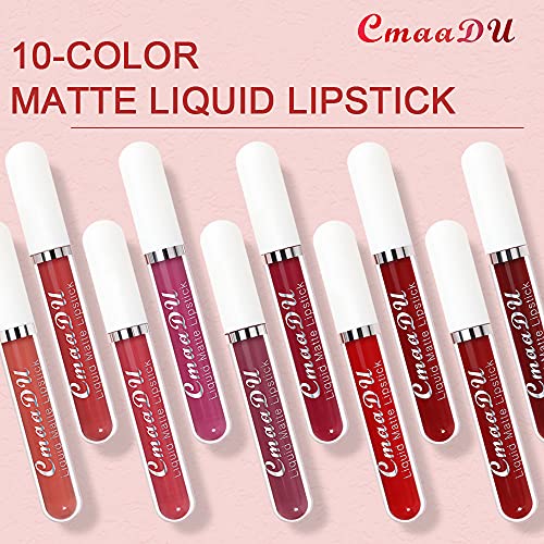 evpct 10-Piece Matte Liquid Lipstick Set, Waterproof Long-Lasting