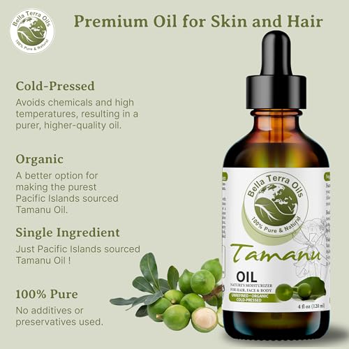 Bella Terra Oils - Organic Tamanu Oil 16oz - Experience Nature's Elixir, Abounding with Nutrients & Vitamins, Superior Choice for Radiant Skin