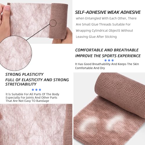 6pc Self-Adhesive Cohesive Bandage Wrap Set - Tattoo Grip & Athletic Tape