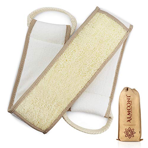 38-inch Natural Loofah Back Scrubber with Cotton Handles