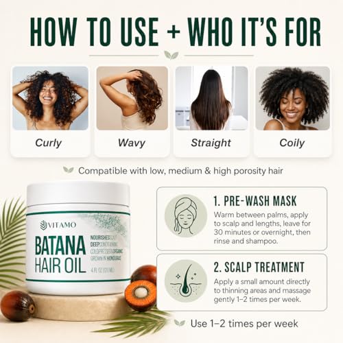 Vitamo Organic Batana Hair Growth Oil - Cold Pressed for Men & Women