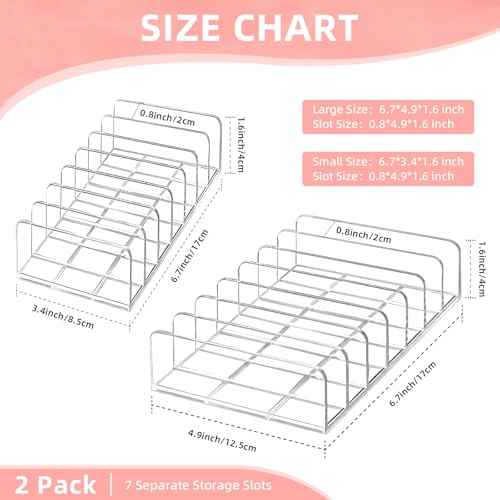 2 Pack Acrylic Makeup Eyeshadow Palette Organizer, 7-Slot Display Case, Set of 2, Cosmetic Display Storage Holder fit Eyeshadow Palette, CD, Phone Case, Facial Mask, Clear Cosmetic Organizer