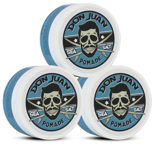 Don Juan Sea Salt Pomade | Water Based | Medium Hold | Medium Shine | Natural Plant Extracts and Ocean Minerals | Surf Wax Scent, 4 oz Pack of 3