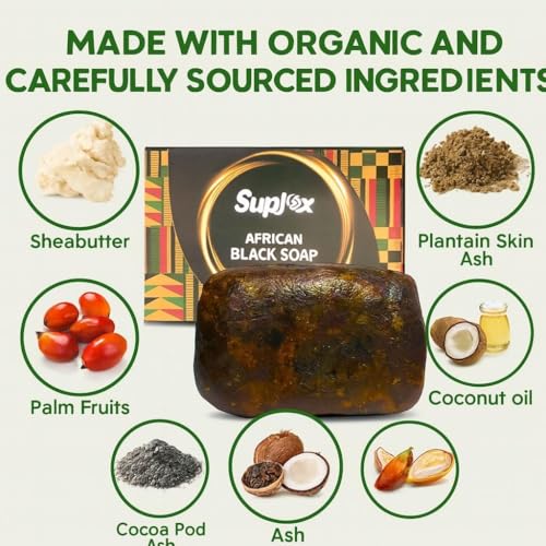 African Black Soap Bar ? African Soap for oily Skin, Ghana Black Face & Body Wash | Face and Body moisturizing cleanser 1 Count.